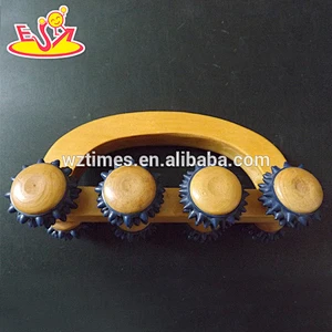 Wholesale best selling wooden hand held multi-wheel massager for adult W02A121