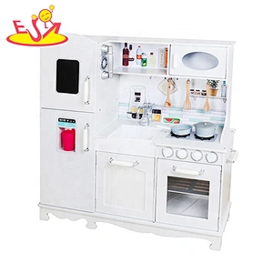2019 New arrival white wooden kids play kitchen for pretend W10C409B