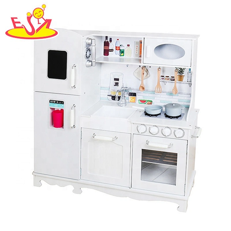 2019 New arrival white wooden kids play kitchen for pretend W10C409B