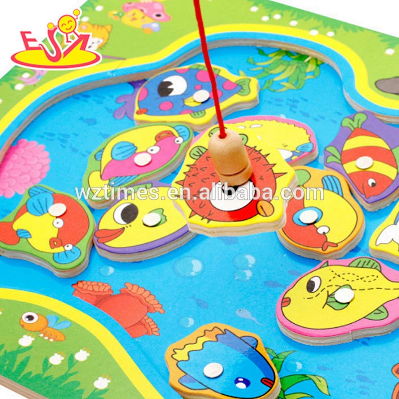 2018 New products baby wooden magnetic fishing game for kids W01A189