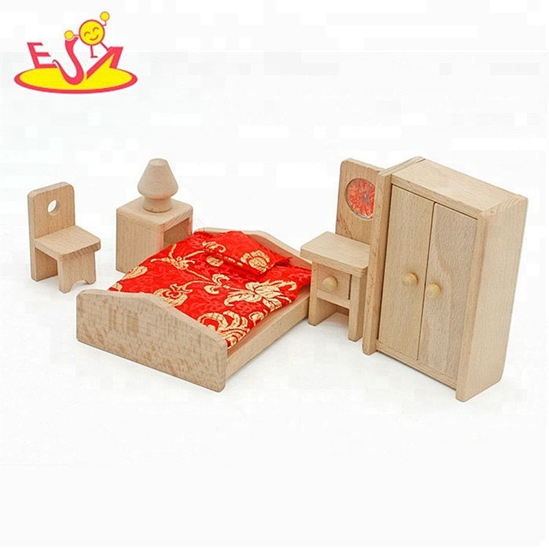 Nuevos muebles de muñecas de madera en miniatura para niños de diseño para casa de muñecas W06B071