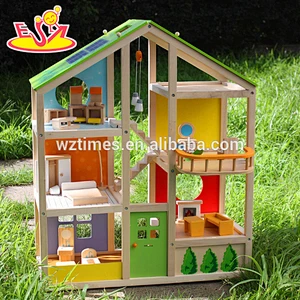 2018 Neues Design aus Holz große Puppenhaus Kinder aus Holz großes Puppenhaus einzigartiges Holz großes Puppenhaus W06A158