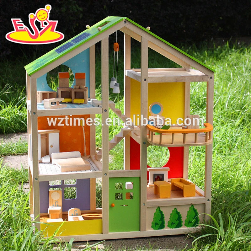 2018 Neues Design aus Holz große Puppenhaus Kinder aus Holz großes Puppenhaus einzigartiges Holz großes Puppenhaus W06A158