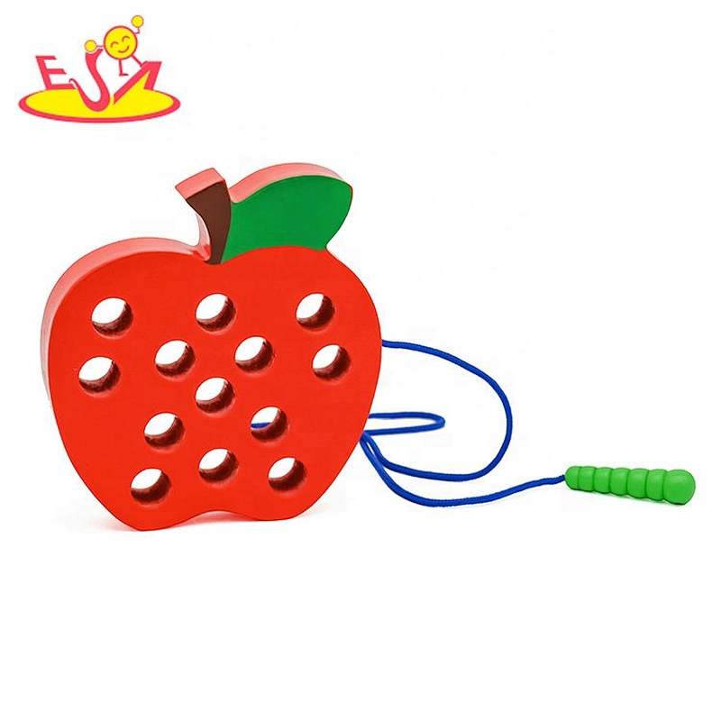 New arrival worm eat apple wooden toy threading for baby early development W11E095