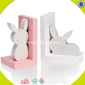wholesale kids wooden pink rabbit book ends fashion children wooden pink rabbit book ends W08D050