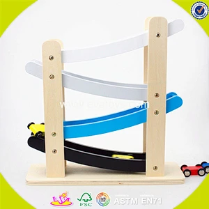 wholesale children wooden toy car ramp track with 4 cars W04C004