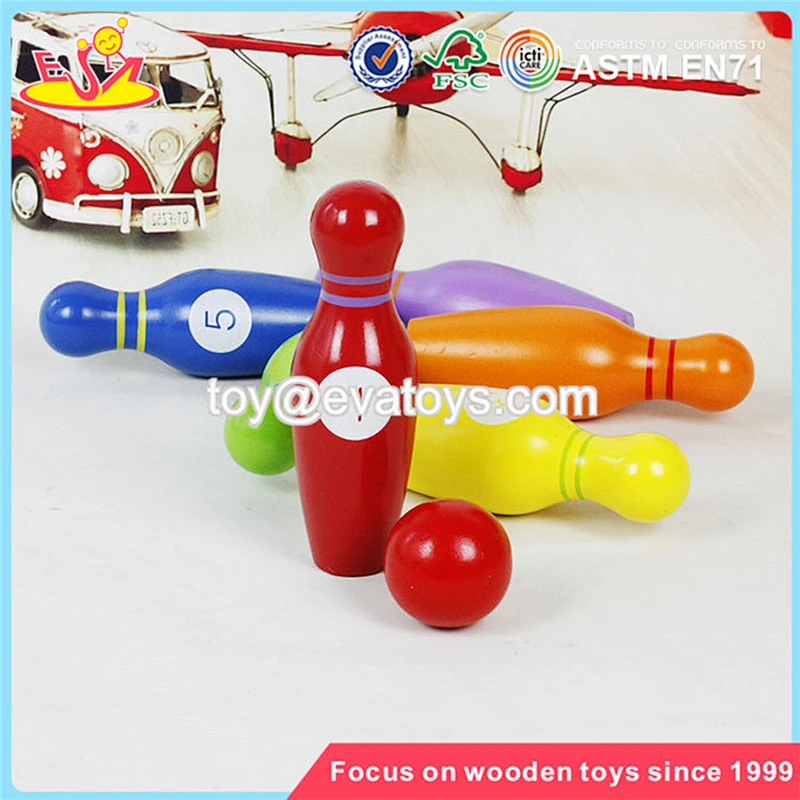 Wholesale mini wooden kids playing bowling toys colorful children wooden bowling set toys W01A293
