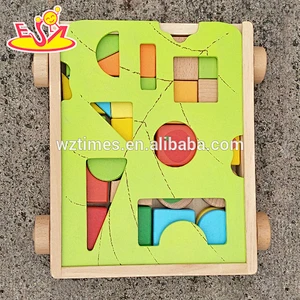 2018 wholesale wooden best building blocks for toddlers, pull car designed wooden best building blocks for toddlers W13C033