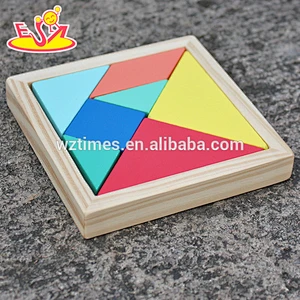 2018 Neues Design 7 Stücke Baby Holz Tangram Puzzles lustige Kinder Holz Tangram Puzzles beste Kinder Tangram Puzzles W14A178