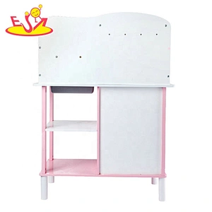 2019 New arrival lovely wooden pink play kitchen for kids W10C471