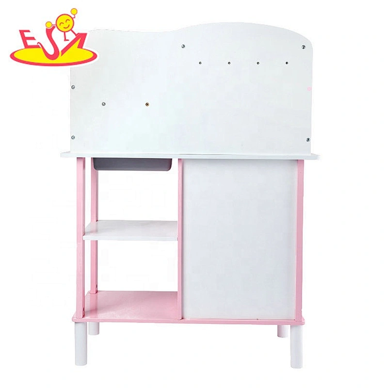 2019 New arrival lovely wooden pink play kitchen for kids W10C471