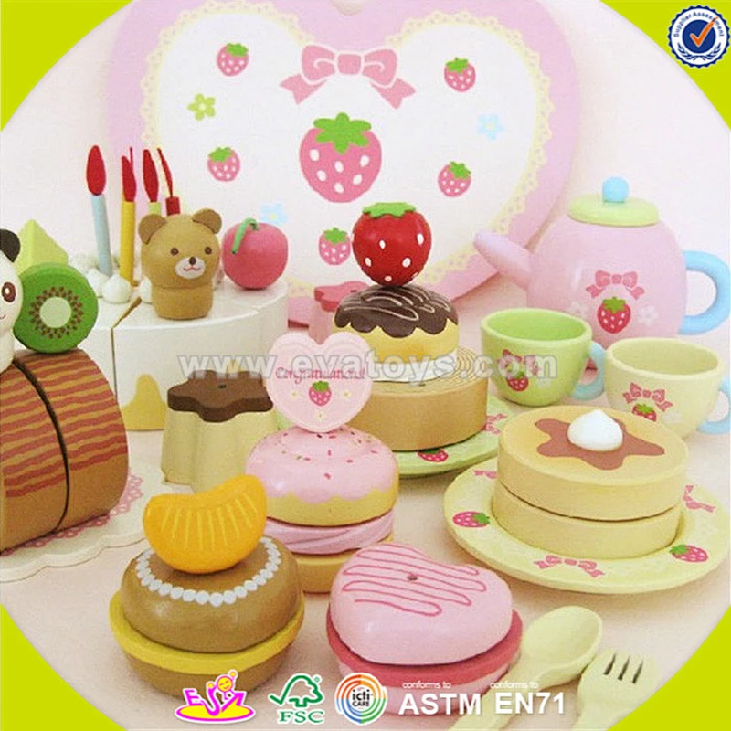 wholesale baby wooden desserts cake toy, popular kids wooden desserts cake toy, lovely children wooden birthday cake W10B102