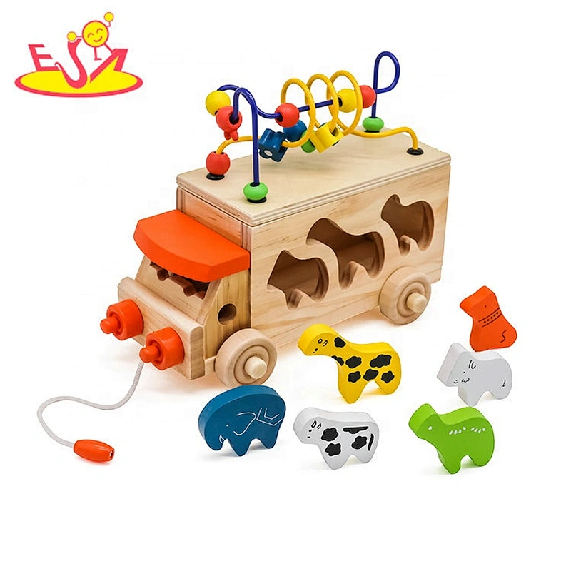 2019 Top sale kids educational wooden toy truck for wholesale W05B074
