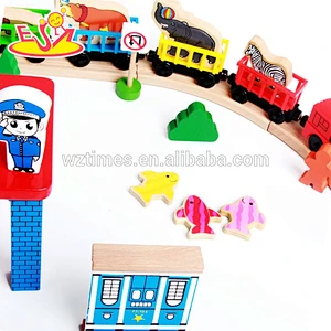 55 pieces Classic railway play set toy wooden train track for kids W04C056