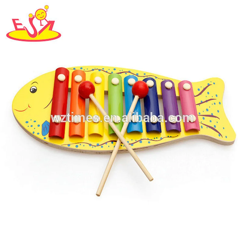hot sale small musical instruments kids wooden xylophone with 8 metal keyboard W07C062