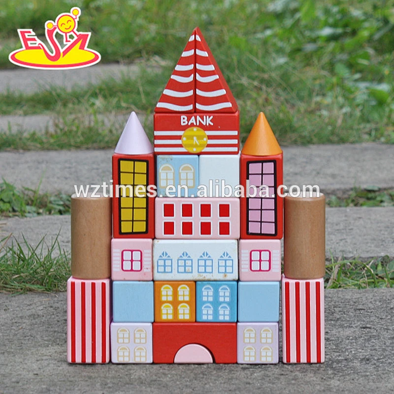 2018 New design 25 pieces educational kids wooden toy blocks for preschoolers W13A124