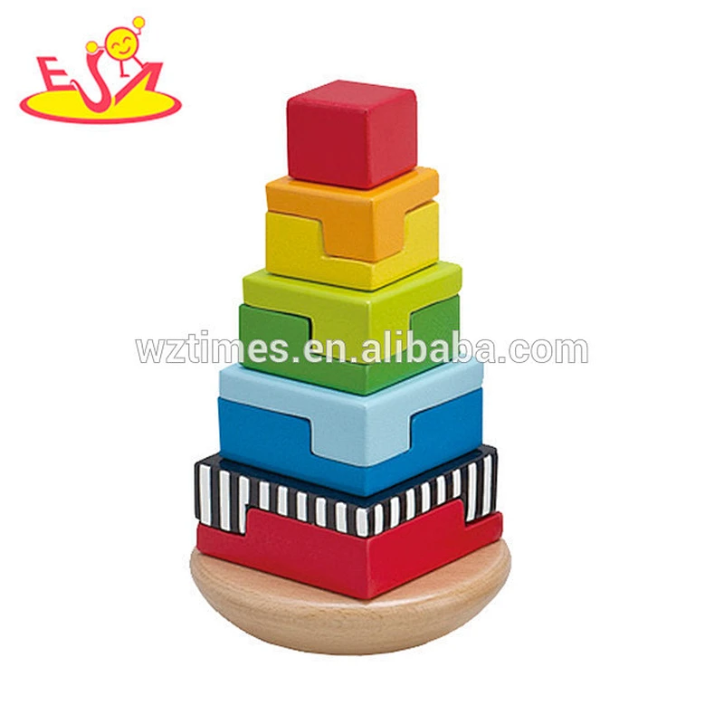 Venta al por mayor de alta calidad de madera bloques de apilamiento juguete multishape niño bloques de madera de apilamiento juguete W13D041