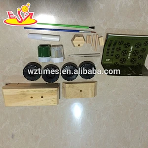 2018 wholesale baby wooden tank toy diy painted kids wooden tank toy W03A081