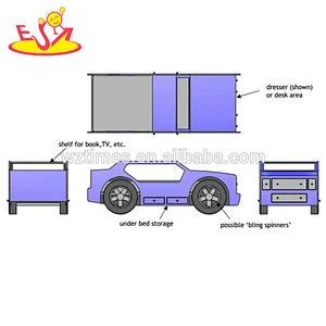 Wholesale high quality wooden car bed household durable car bed for kids W08A086