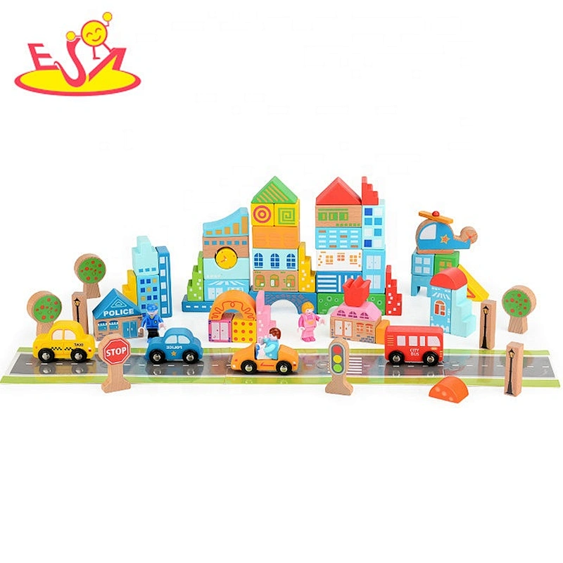 high quality 60PCS educational wooden mini building blocks for wholesale W13A167
