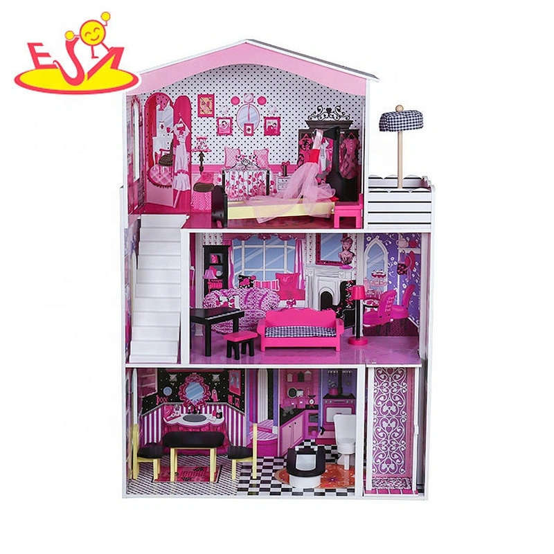 2019 New design 2 in 1 miniature wooden dollhouse kitchen for children W06A374