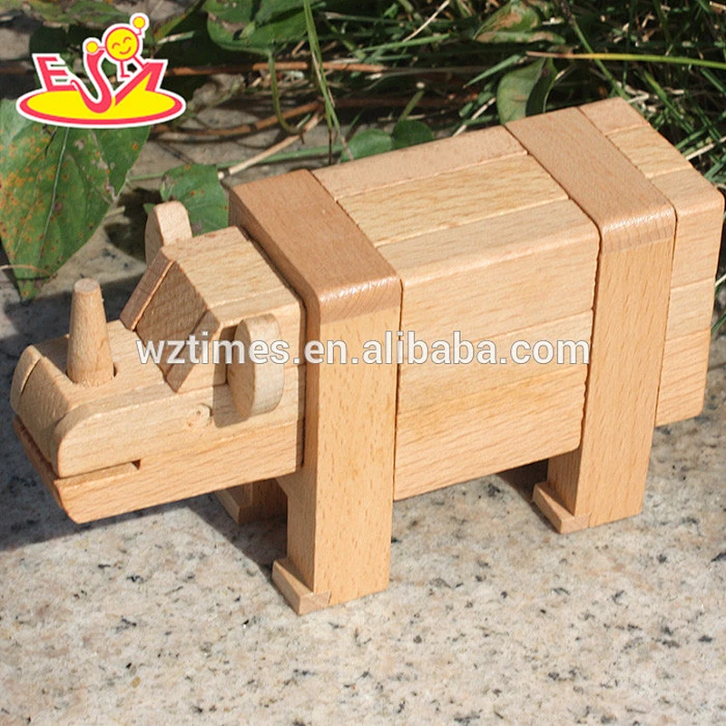 wholesale new design children diy wooden animal intelligence toy for education W11C016