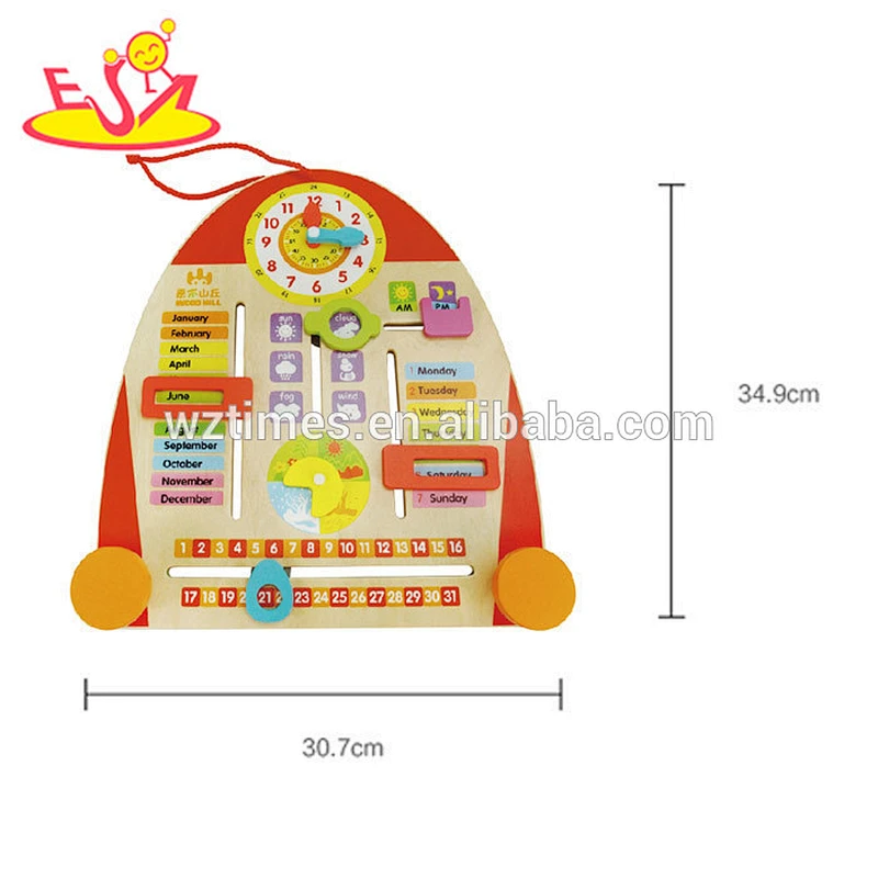 Wholesale useful wooden calendar toy for baby for learning date weather and time W09F001