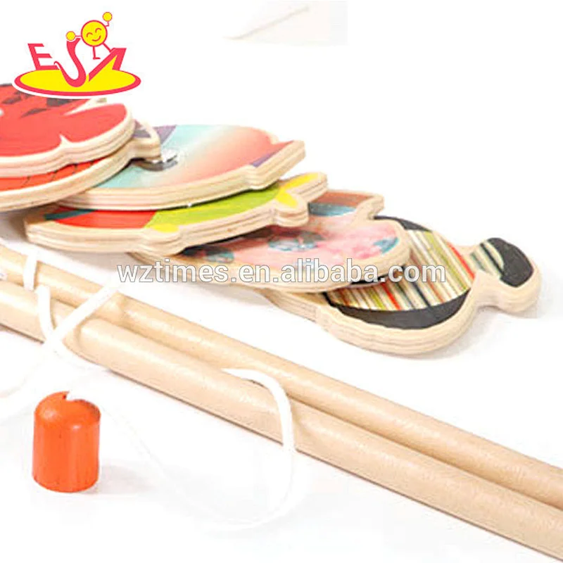 Top quality educational wooden fishing toys for kids W01B092