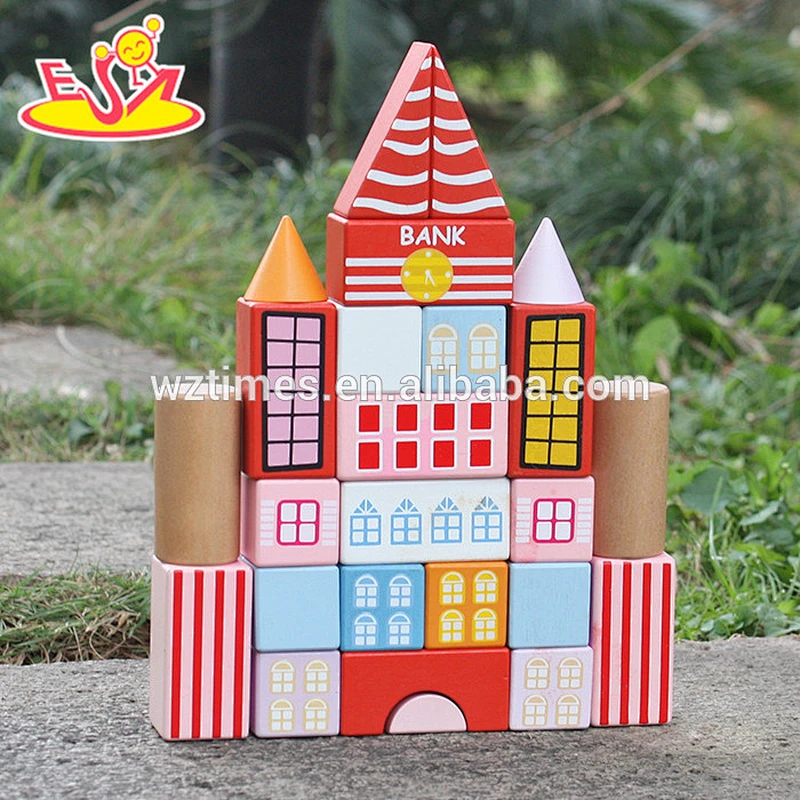 2018 New design 25 pieces educational kids wooden toy blocks for preschoolers W13A124