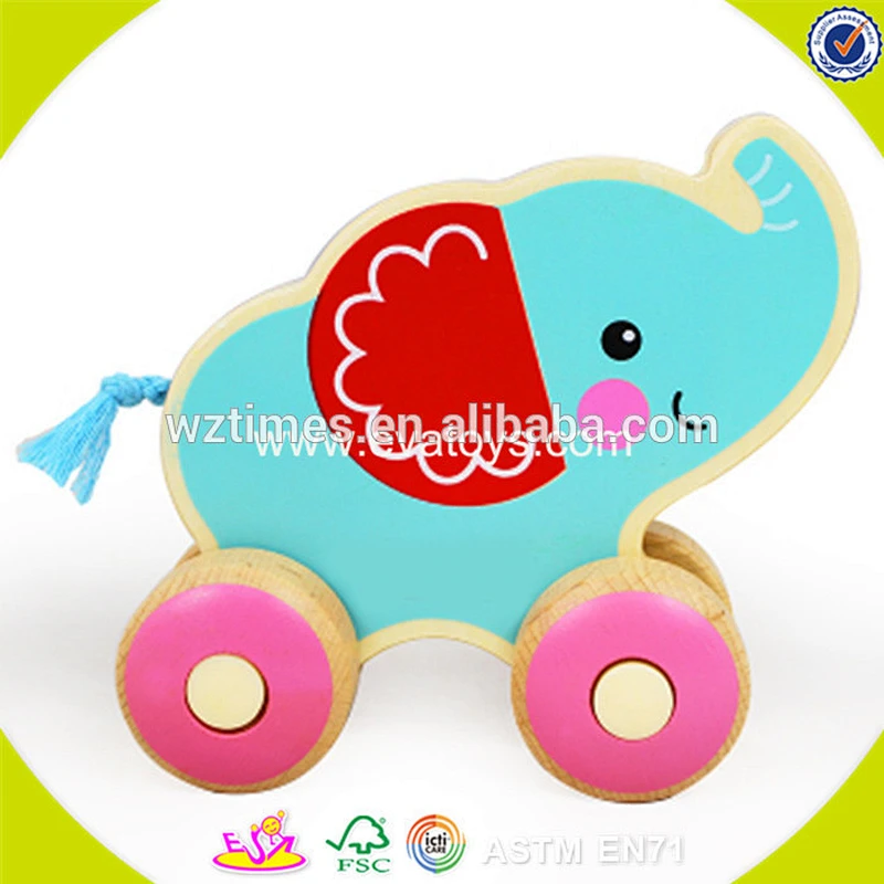 2018 wholesale new fashion children wooden animal drag toy hot sale wooden animal drag toy W05B122