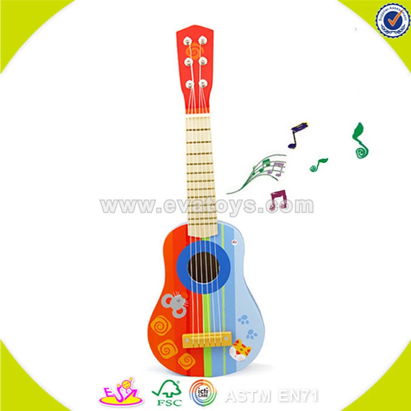 Hottest mini guitar toy wooden toy mini guitar for children music instrument wooden guitar toy W07H033