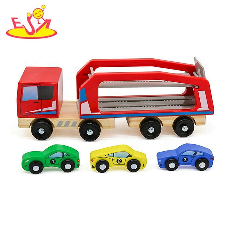 2018 New arrival children Car Loader wooden toy trucks with trailers W04A413