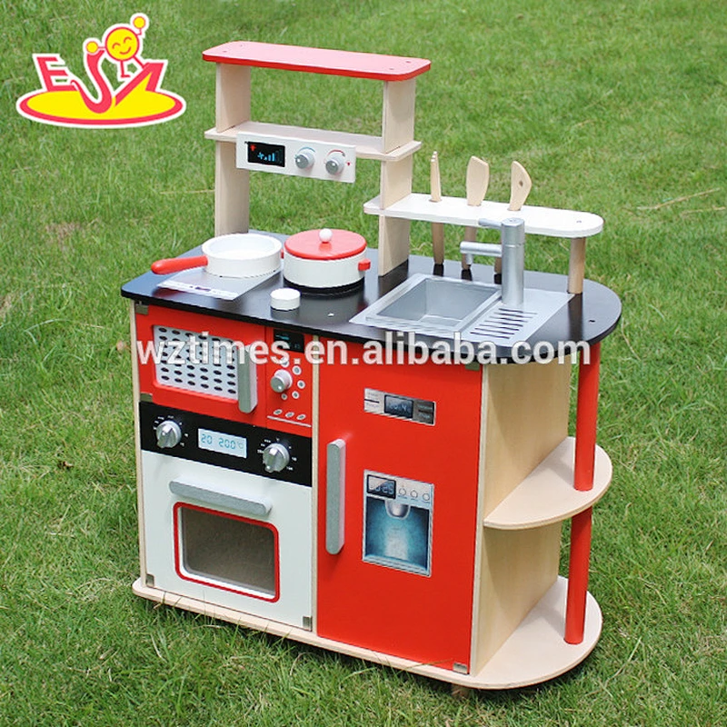 2018 Wholesale toddlers wooden kitchen toy new design red kids wooden kitchen toy best children play wooden kitchen toy W10C211