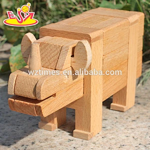 wholesale new design children diy wooden animal intelligence toy for education W11C016