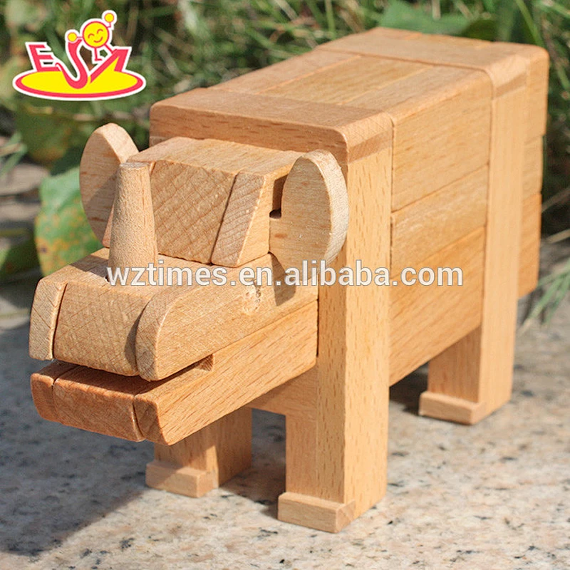 wholesale new design children diy wooden animal intelligence toy for education W11C016