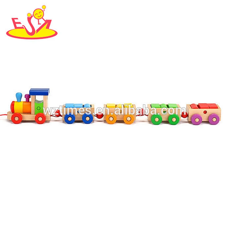 2018 wholesale baby wooden train block funny kids wooden train block educational children wooden train block W05C024