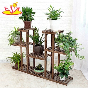 Custom white wood flower 3-tier pot display shelf for garden W08H112B