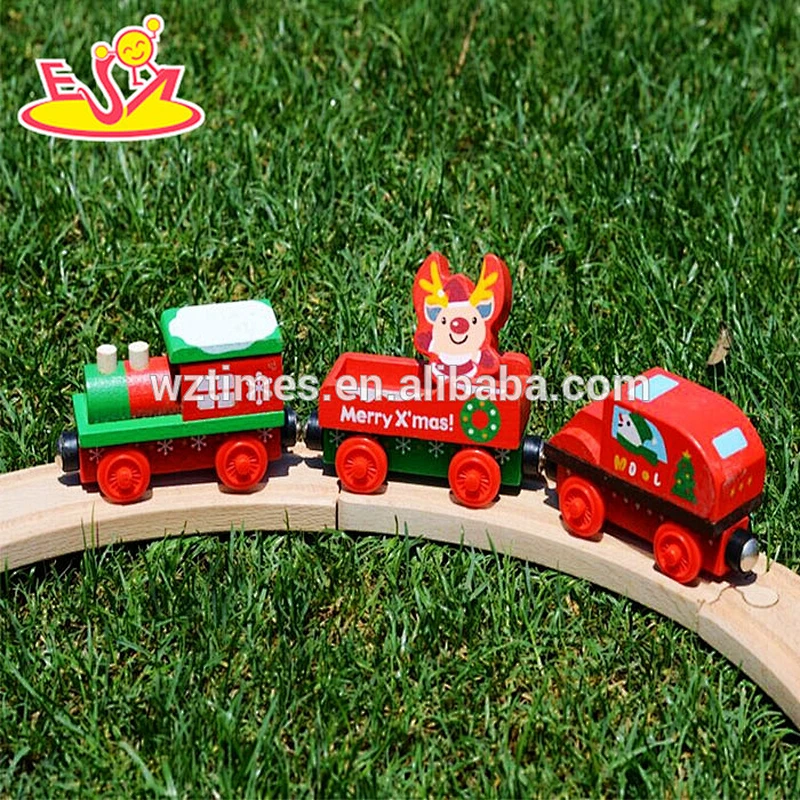 19 pieces kids wood track racer train set wood track racer train set W04C058