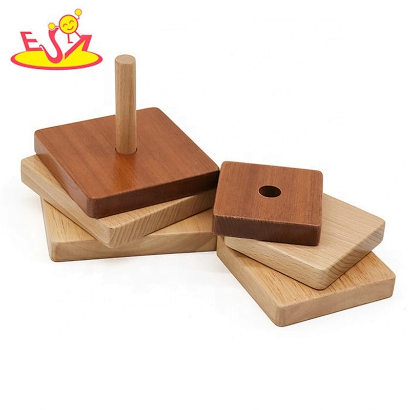2019 High quality funny wooden baby stacking blocks for preschoolers W13D217