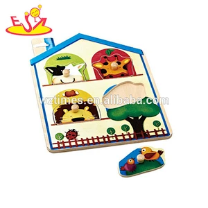 Wholesale interesting wooden baby puzzle toy bring fun cute kids wooden baby puzzle W14A100