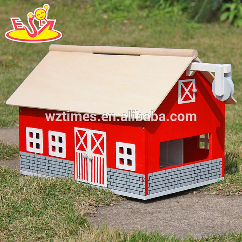 Wholesale beautiful style pretend toy kids small wooden dollhouse toy bring fun W06A105