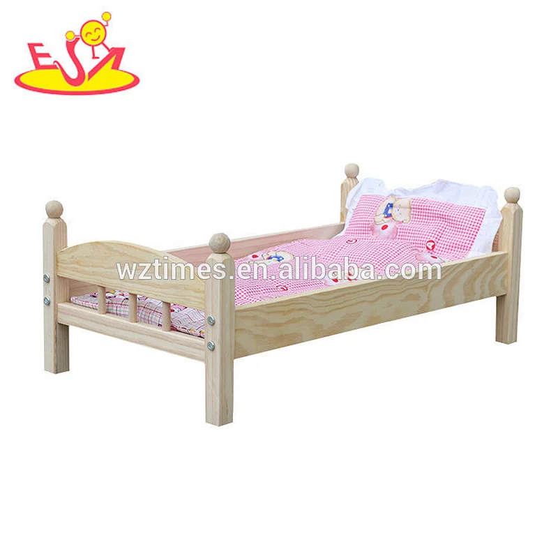 Neues Design Puppenhaus Zubehör aus Holz Baby Doll Bett W06B059