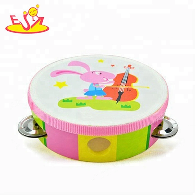 Wholesale baby musical wooden tambourine toy for early learning W07F004