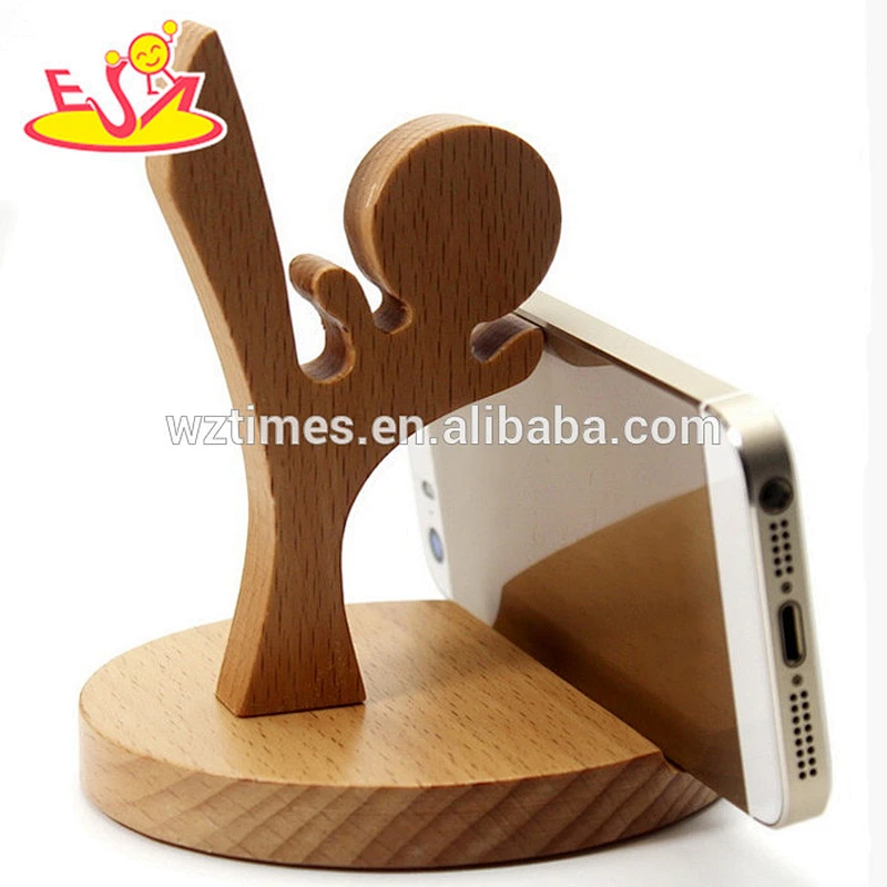 2018 high quality cartoon characters kung fu kids wooden phone stand holder W02A164