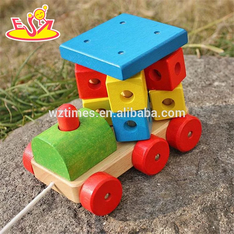 Großhandel kleinkinder bausteine ​​aus holz zug zug spielzeug neues design kinder aus holz zug zug spielzeug W05C072