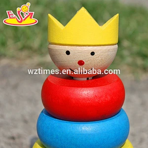 Großhandel populärste hölzerne Prinzartpuppe, die Turmspielzeug für Kinder W13D065 stapelt