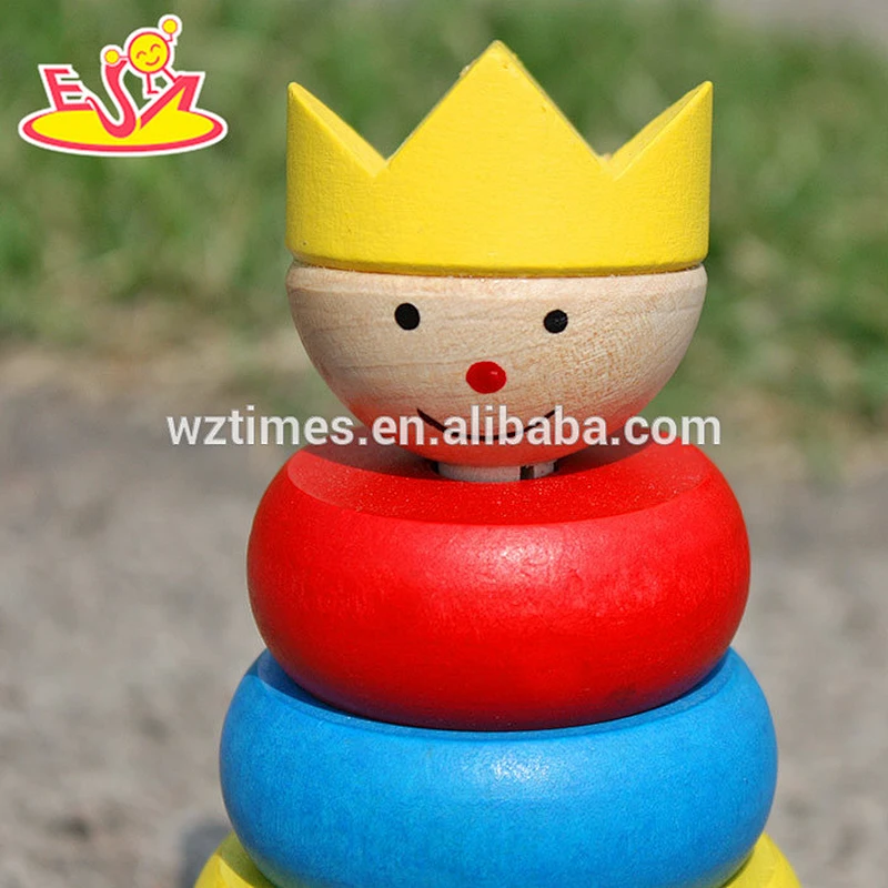 Großhandel populärste hölzerne Prinzartpuppe, die Turmspielzeug für Kinder W13D065 stapelt