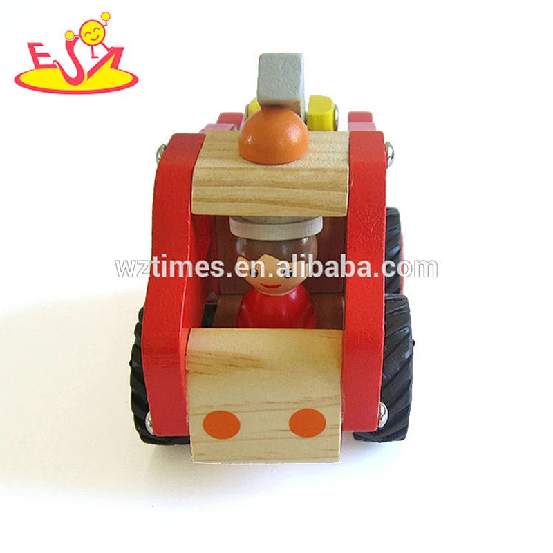 2018 Wholesale cheap mini fire truck toys wooden toy for kids W04A361