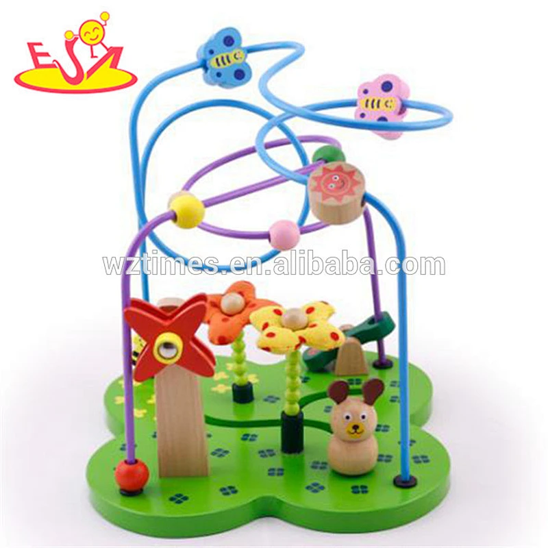 Bunte hölzerne Schnur des Großhandelss bördelt Spielzeug Achterbahn bördelt Spielzeug für Baby W11B056