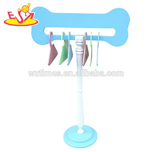 Wholesale promotional household wooden blue pet clothes hanger for pets W06F009B